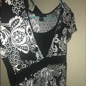 STYLE & CO Dressy Black and White Top